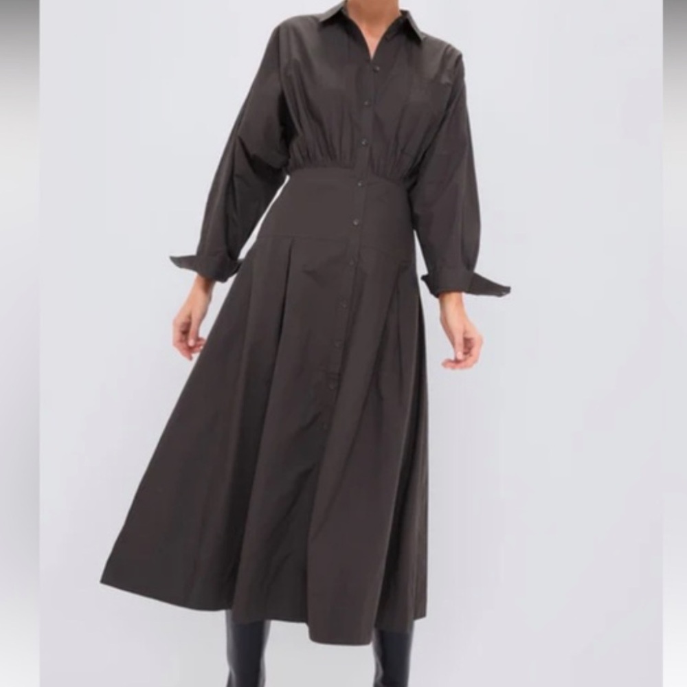 Apiece Apart Pietra Maxi Shirt Dress in Deep Olive